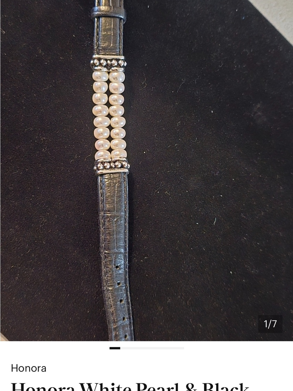 Honora Pearl Strand Bracelet with Black Leather Band
